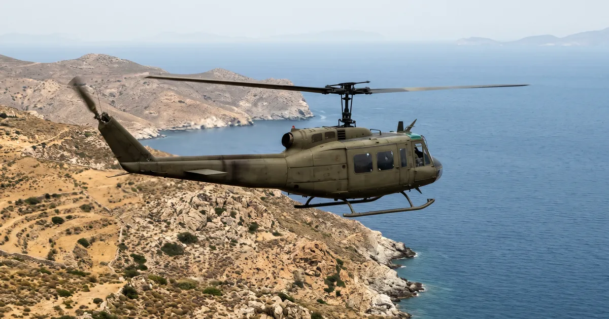 Κάλυμνος: βαριά προσγείωση στρατιωτικού Huey, καλά και οι έξι επιβαίνοντες